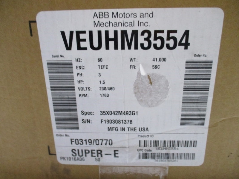 BALDOR VEUHM3554 230/460V 4.4/2.2A NSMP
