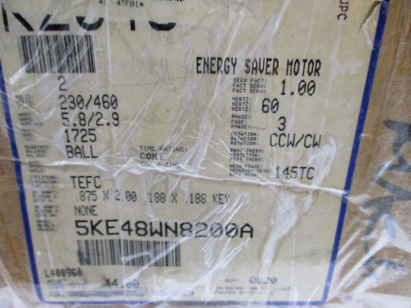 GENERAL ELECTRIC 5KE48WN8200A 230/460V 5.8/2.9A NSMP
