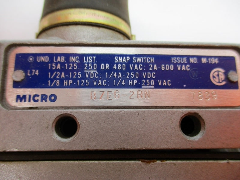 MICRO SWITCH BZE6-2RN 600VAC 2A (GREY) NSNP