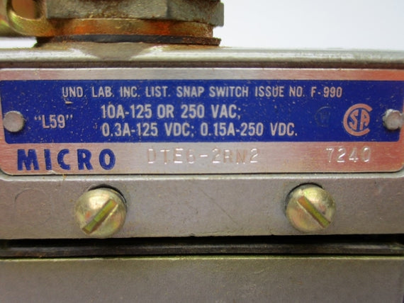 MICRO SWITCH DTE6-2RN2 250VAC 10A (GREY) NSMP