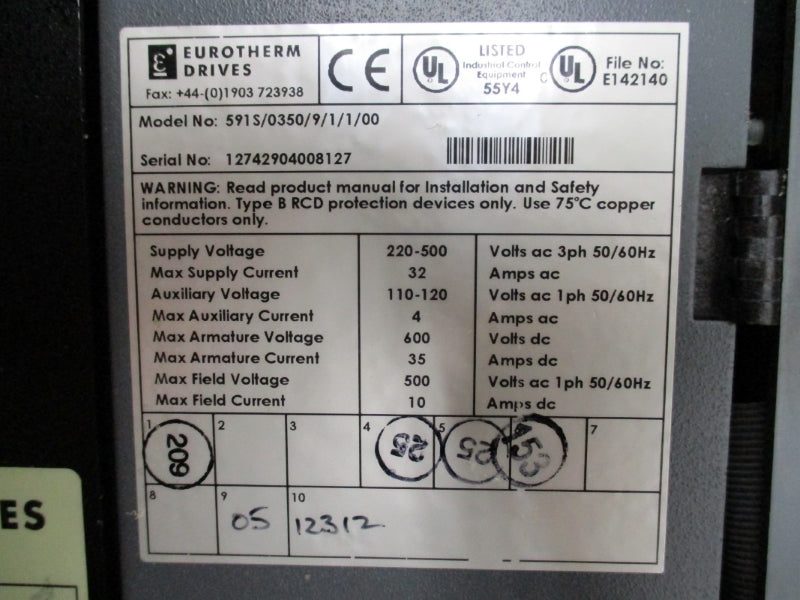 EUROTHERM DRIVES 955D82500N22 480VAC 29A NSMP