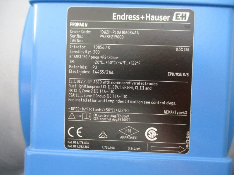 ENDRESS+HAUSER 10W2H-PL0A1RA0B4AA 85-250VAC 140'F 8" NSNP
