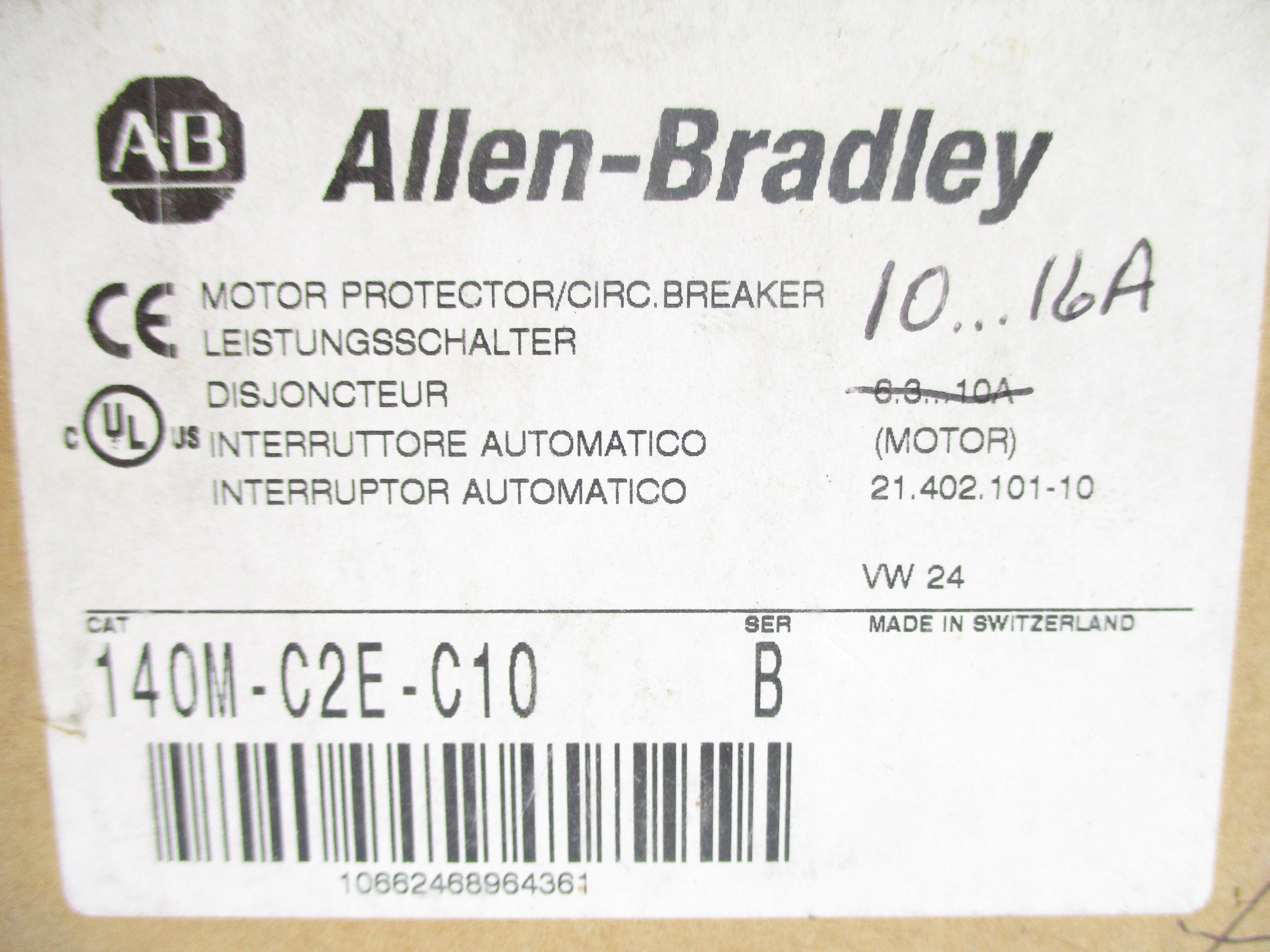 ALLEN BRADLEY 140M-C2E-C10 SER. B 690V 6.3-10A (BR/WH) NSMP