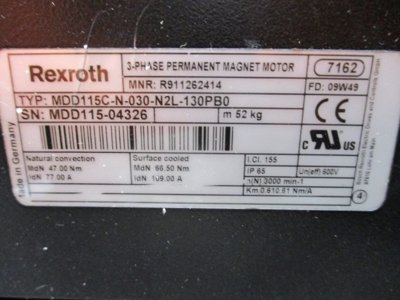 REXROTH R911262414 MDD115C-N-030-N2L-130PB0 600V 109.00A NSMP