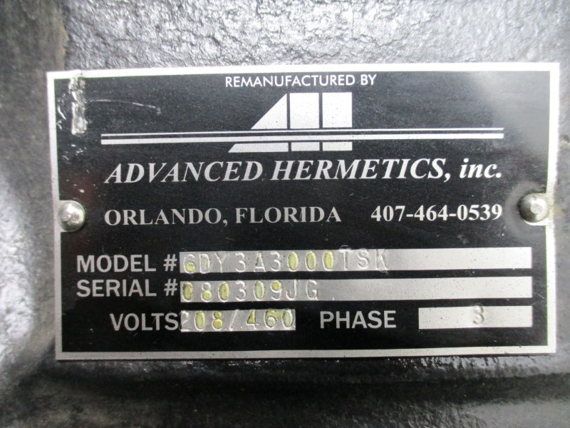 COPELAND  ADVANCED HERMETICS 6DY3A3000TSK 208/460V REMAN