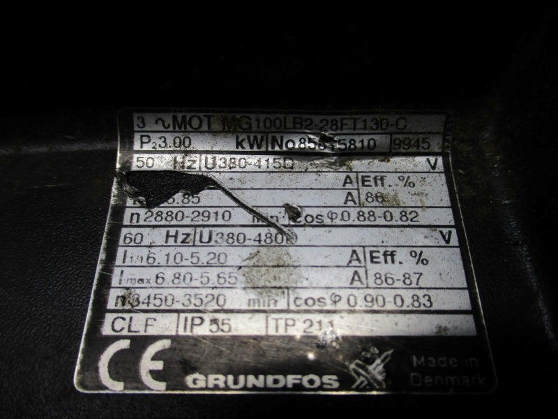 GRUNDFOS CRN4-80 A-P-G-AUUV D41Z57168P19946 W/ 100LB2-28FT130-C 380/480V 6.80-5.65A UNMP