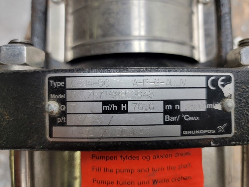 GRUNDFOS CRN4-80 A-P-G-AUUV D41Z57168P19946 W/ 100LB2-28FT130-C 380/480V 6.80-5.65A UNMP