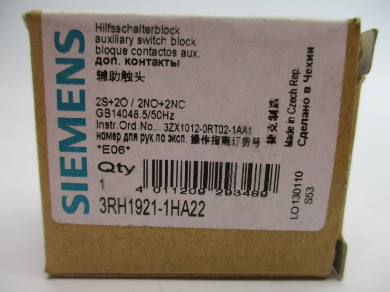 SIEMENS 3RH1921-1HA22 240V 10A NSMP