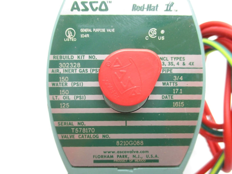 ASCO 8210G088 302328 110/120V 125-150PSI 3/4" NSNP