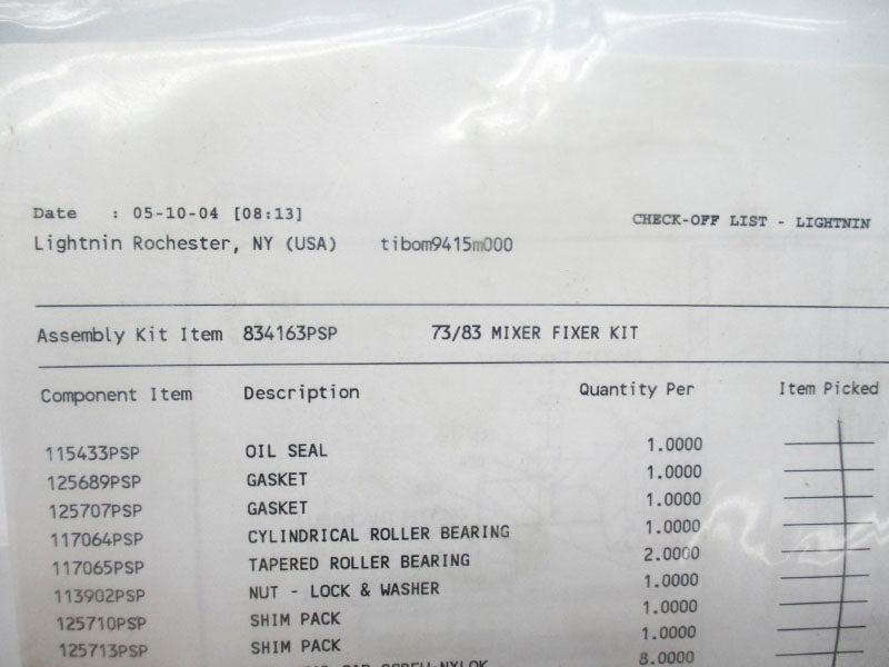 SPARE PART KIT 834163PSP NSMP