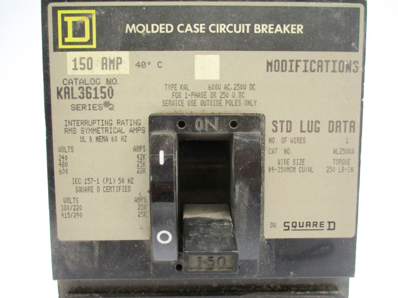 SQUARE D KAL36150 SER. 2 600VAC 150A UNMP