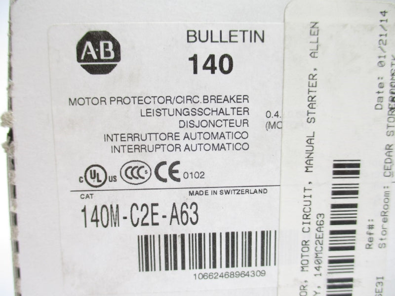 ALLEN BRADLEY 140M-C2E-A63 SER. C 690V 0.4-0.63A NSMP