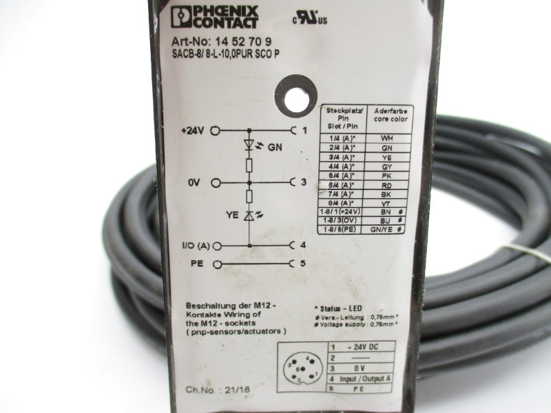 PHOENIX CONTACT SACB-8/8-L-10.0PURSCOP 1452709 24V NSNP