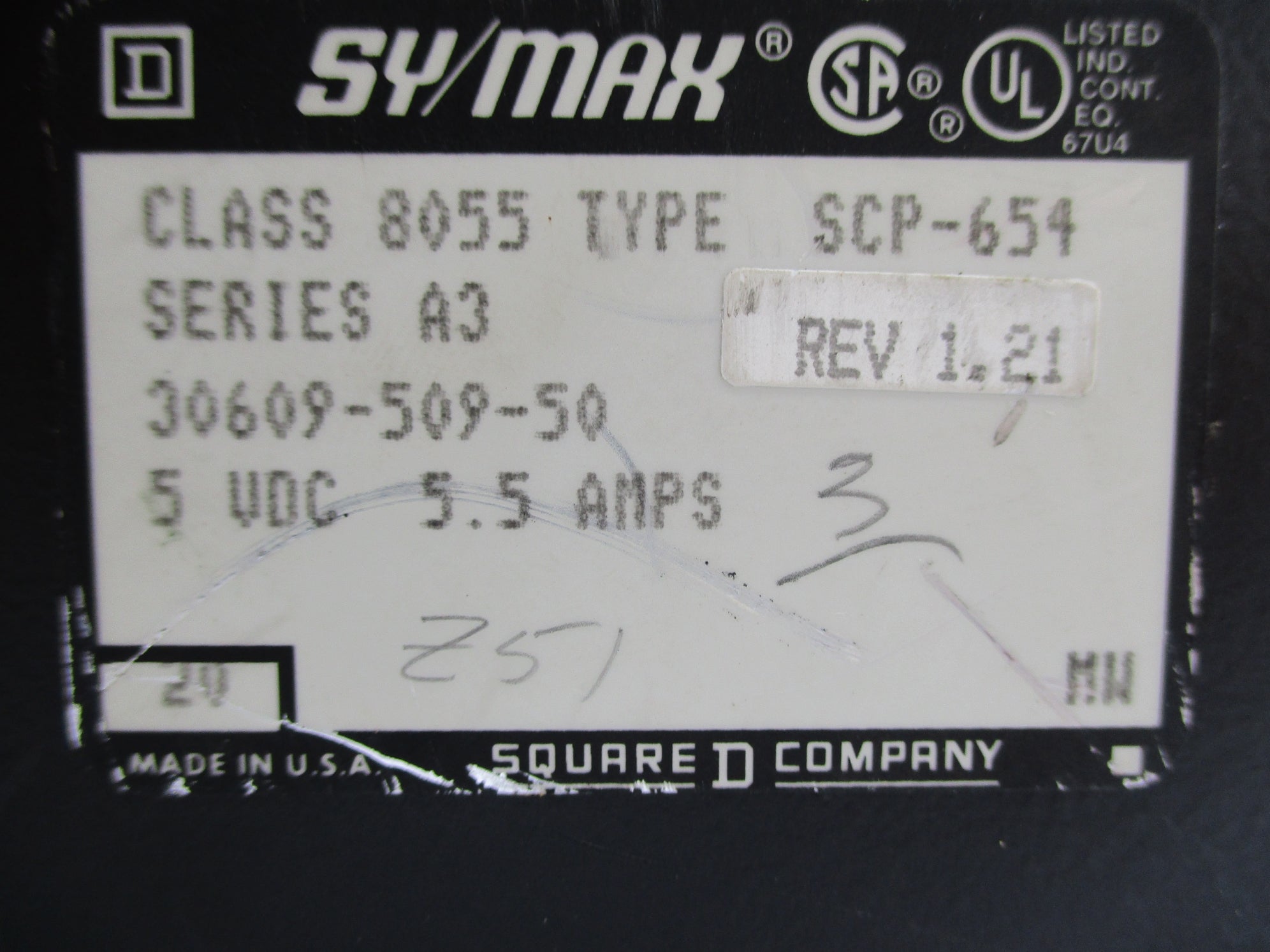 SQUARE D 8055SCP654 SER. A3 (NO KEY) UNMP