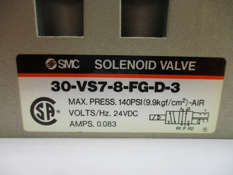 SMC 30-VS7-8-FG-D-3 24VDC 0.083A 140PSI NSNP