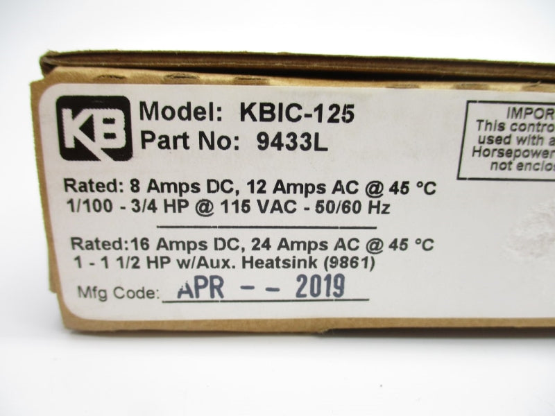 KB ELECTRONICS KBIC-125 9433L 115VAC 12A NSMP
