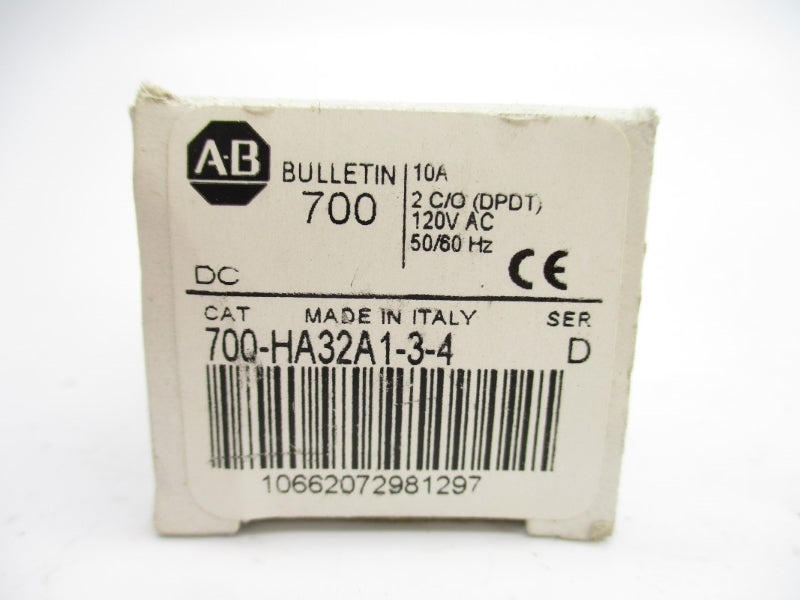 ALLEN BRADLEY 700-HA32A1-3-4 SER. D 120VAC 10A (WH) NSMP