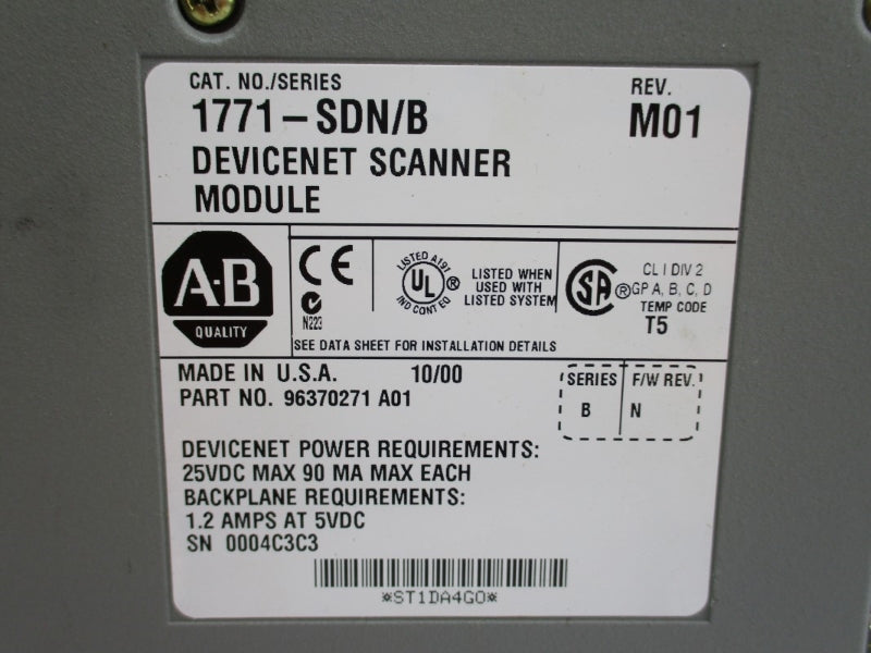 ALLEN BRADLEY 1771-SDN SER. B F/W N 5VDC UNMP