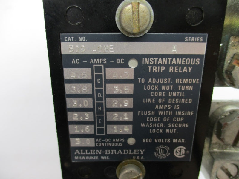 ALLEN BRADLEY 809-A02E SER. A 600VAC 4.5A NSNP