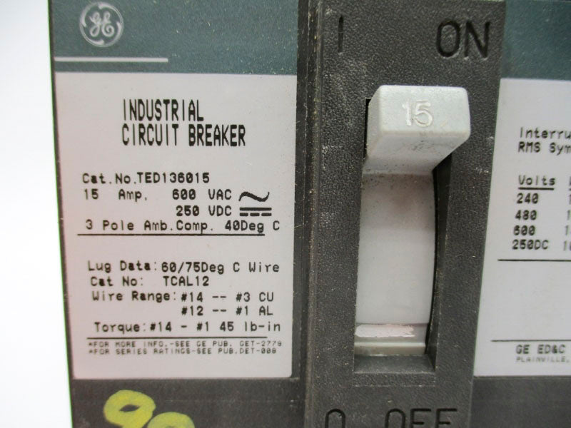 GENERAL ELECTRIC TED136015 600VAC 15A NSNP