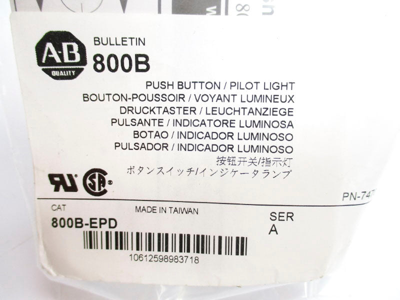 ALLEN BRADLEY 800B-EPD SER. A NSMP