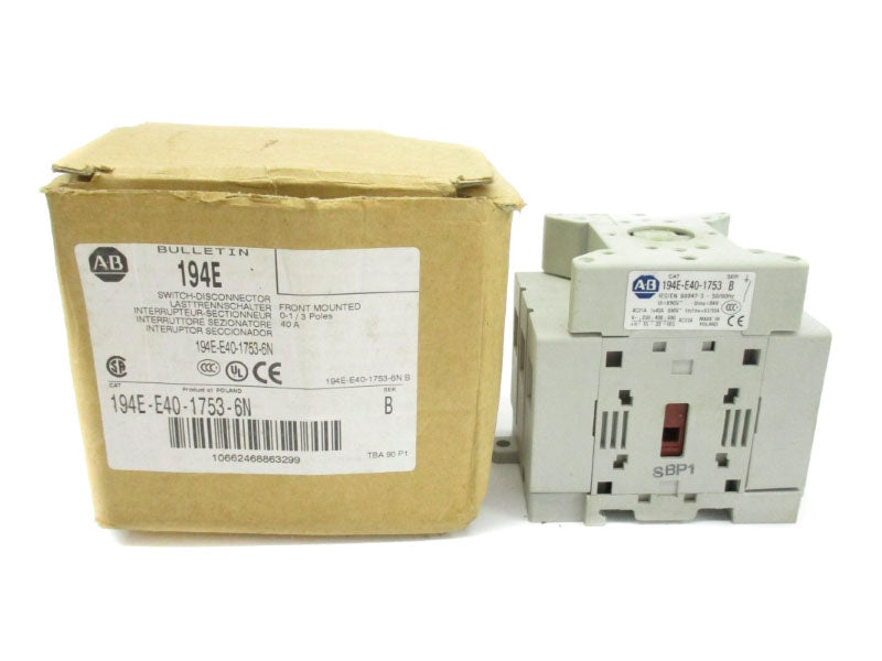 ALLEN BRADLEY 194E-E40-1753-6N SER. B 690V 50A (BR/WH) (AS PICTURED) NSMP