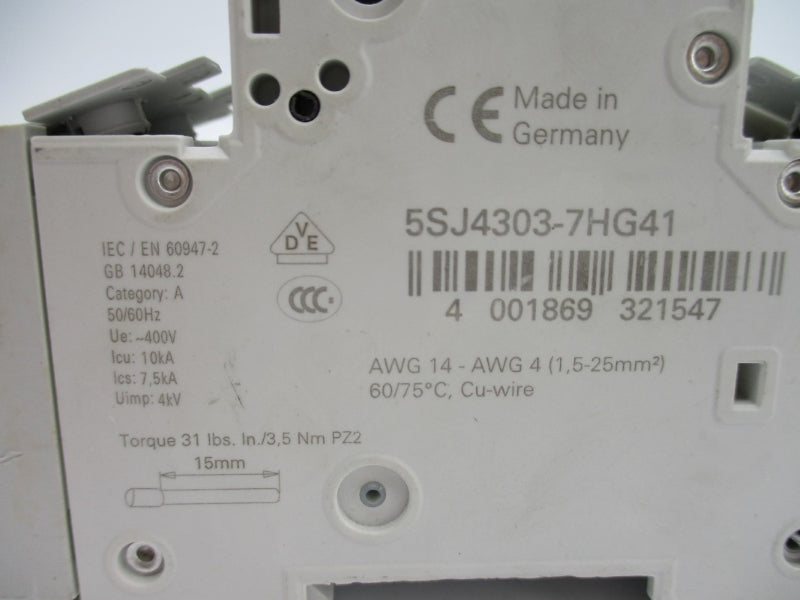 SIEMENS 5SJ4303-7HG41 400V 3A NSNP