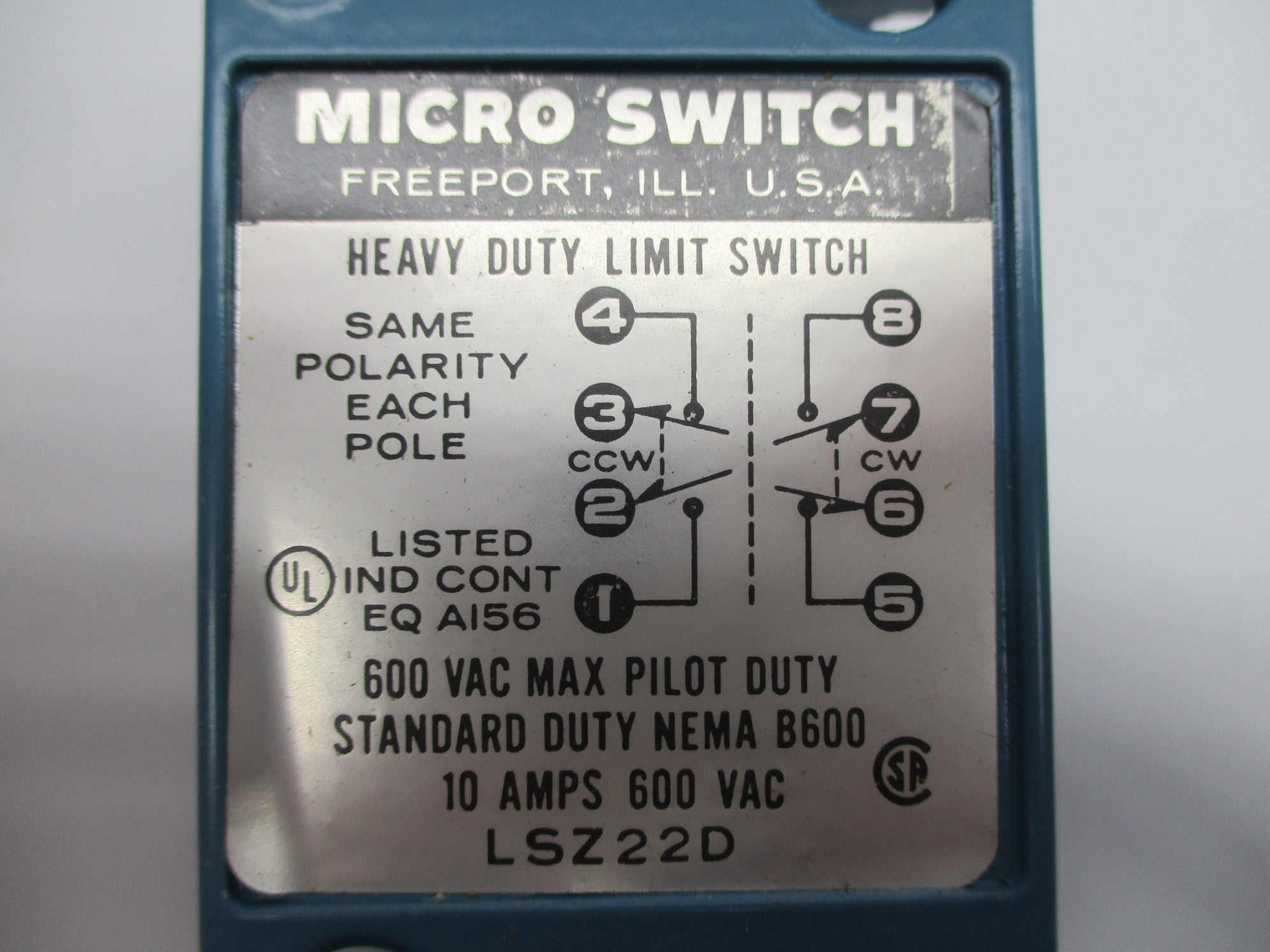 MICRO SWITCH LSZ22D 600VAC 10A NSNP