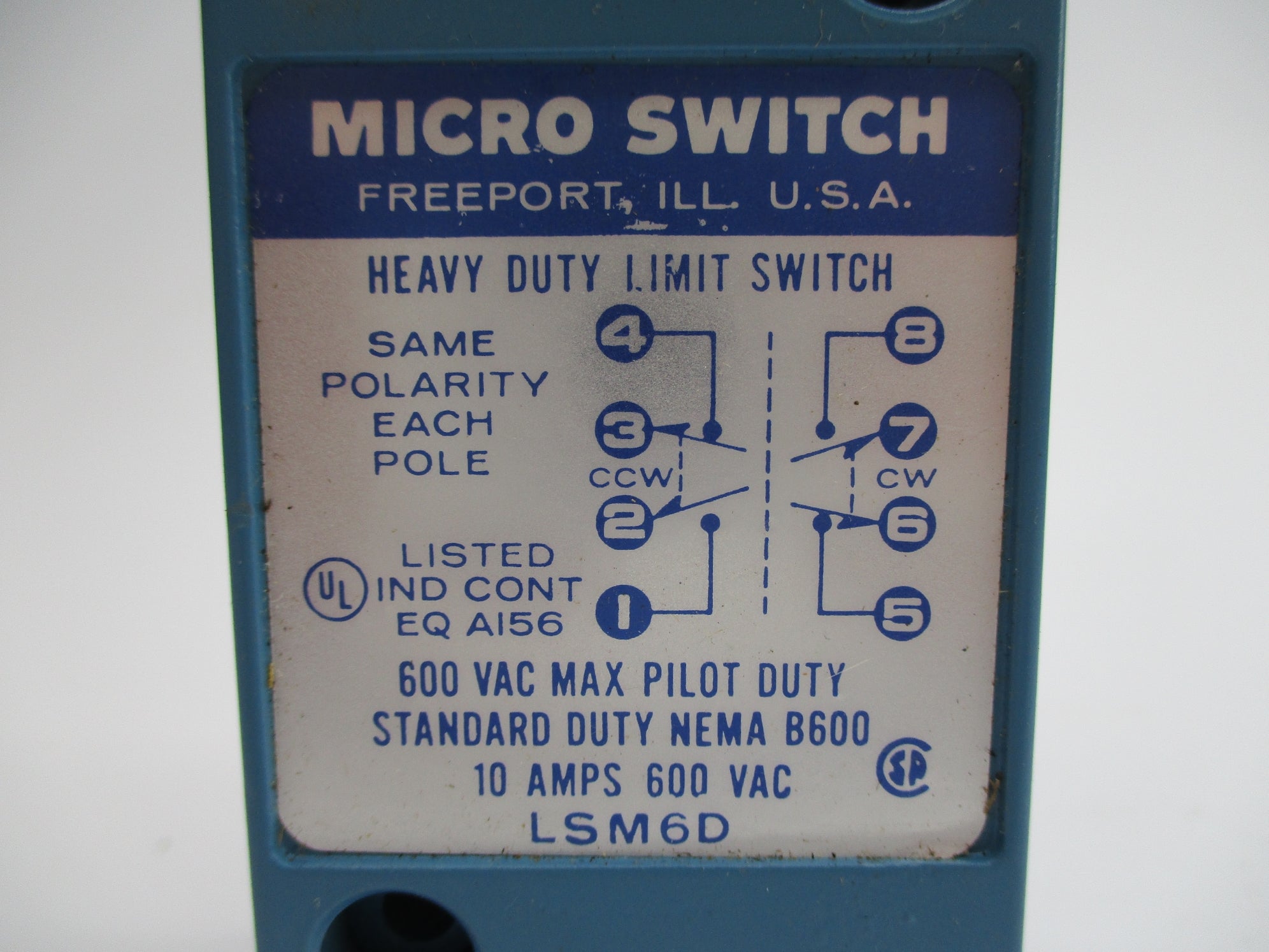 MICRO SWITCH LSM6D 600VAC 10A NSNP