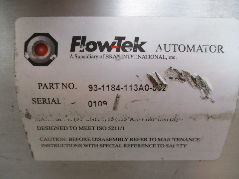 FLOWTEK 7208-3-R-R-L 7208 2" BALL VALVE W/ 93-1184-113A0-532 ACTUATOR NSNP