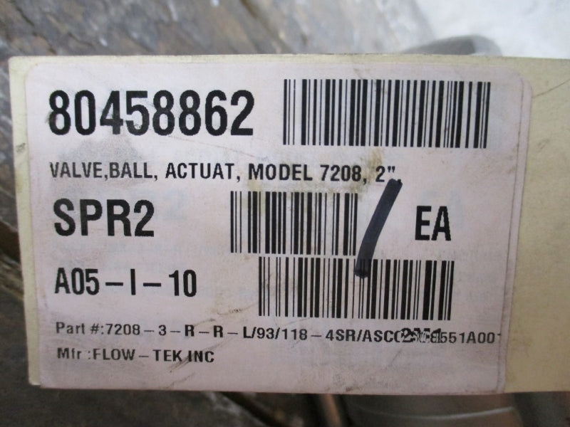 FLOWTEK 7208-3-R-R-L 7208 2" BALL VALVE W/ 93-1184-113A0-532 ACTUATOR NSNP
