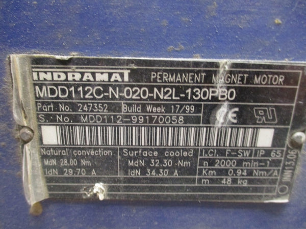 INDRAMAT MDD112C-N-020-N2L-130PB0 W/ LEMD-AB112X2L1 115VAC 0.53/0.49A NSNP