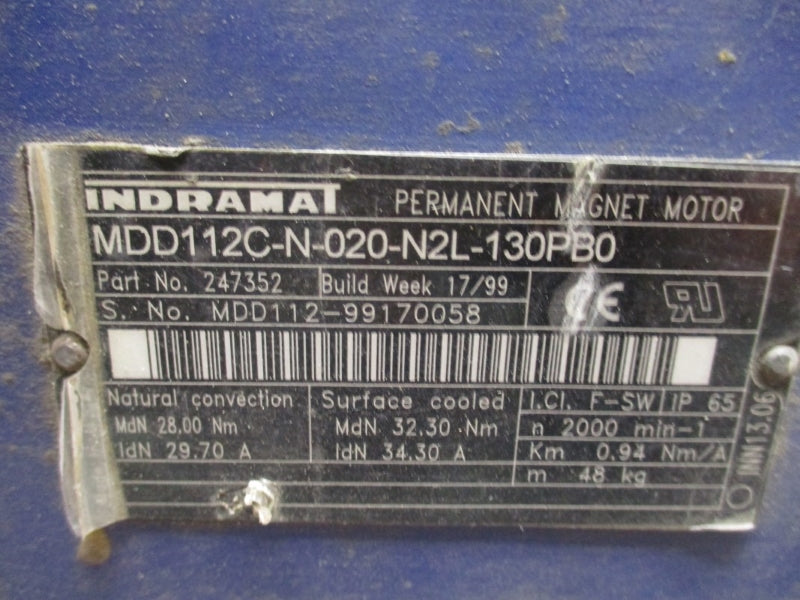 INDRAMAT MDD112C-N-020-N2L-130PB0 W/ LEMD-AB112X2L1 115VAC 0.53/0.49A NSNP