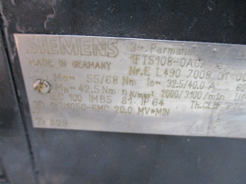 SIEMENS 1FT5108-0AC71-2-Z W/ ALPHA SPS180-MX1-3/S0 384V 32.5/40.0A REMAN