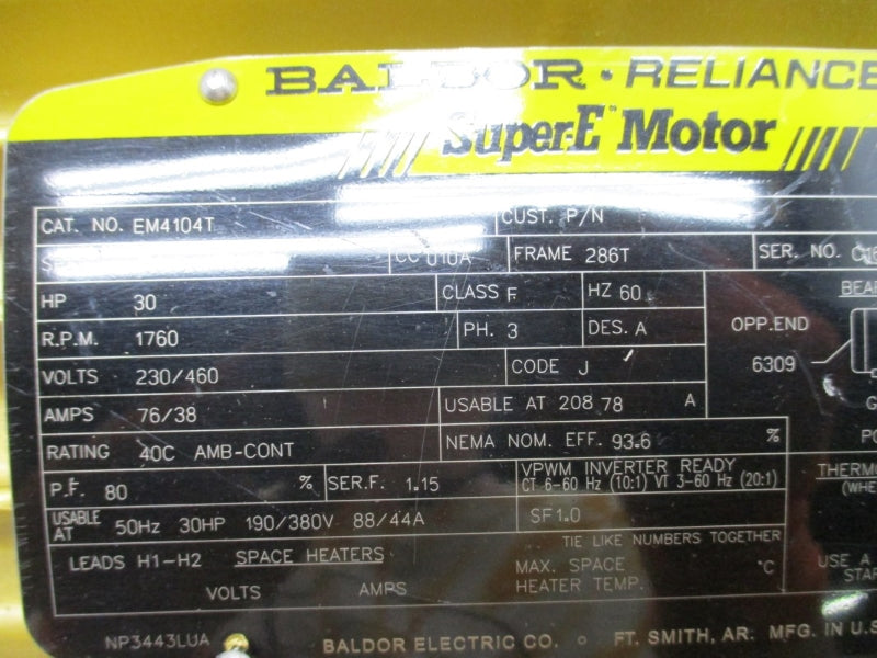 BALDOR EM4104T 230/460V 76/38A NSNP