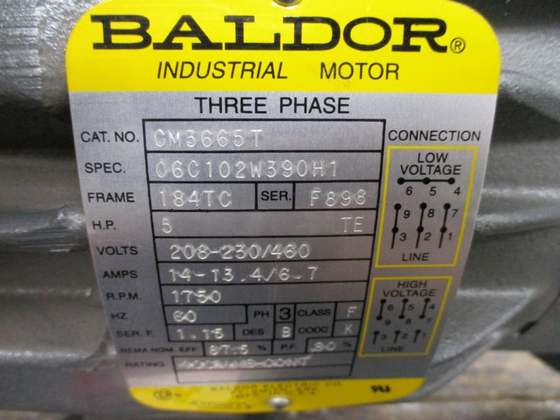 BALDOR CM3665T 208-230/460V 14-13.4/6-7A NSNP