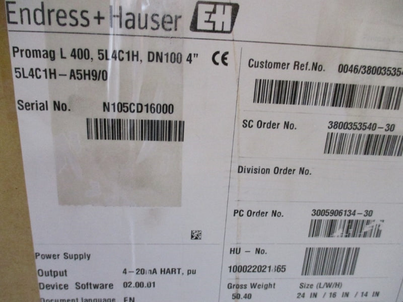 ENDRESS+HAUSER 5L4C1H-A5H9/0 284PSI 4" NSMP