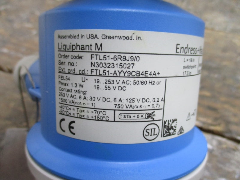 ENDRESS+HAUSER FTL51-6R9J9/0 W/ FTL51-6X245/0 19-253VAC 6A NSMP