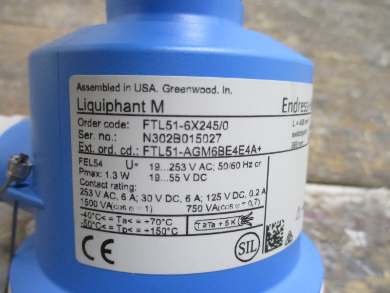 ENDRESS+HAUSER FTL51-6R9J9/0 W/ FTL51-6X245/0 19-253VAC 6A NSMP