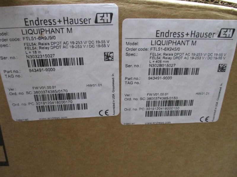 ENDRESS+HAUSER FTL51-6R9J9/0 W/ FTL51-6X245/0 19-253VAC 6A NSMP