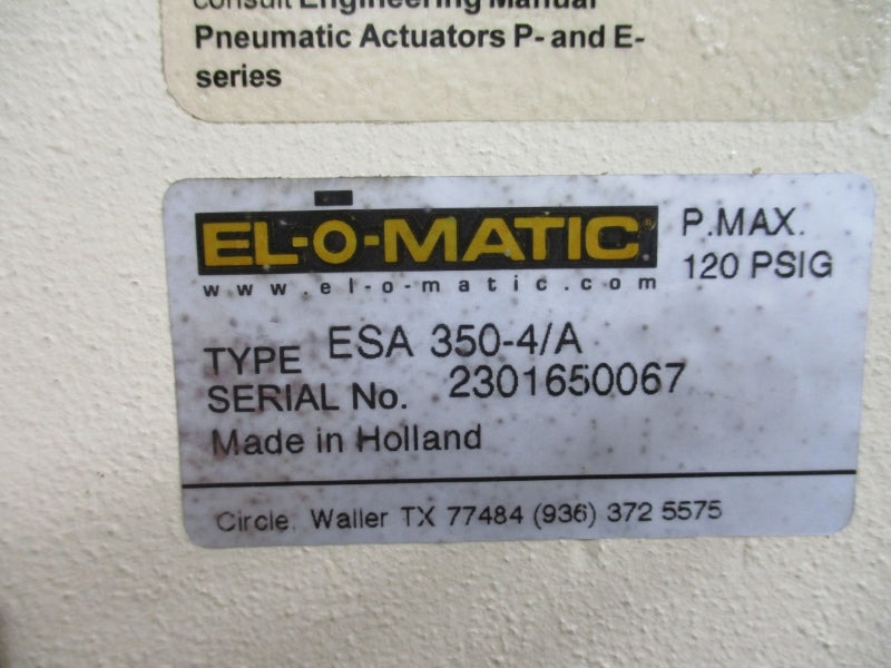 EL-O-MATIC GE POWER SYSTEMS ESA350-4/A 361A5820P004 120PSI 0.75" NSNP