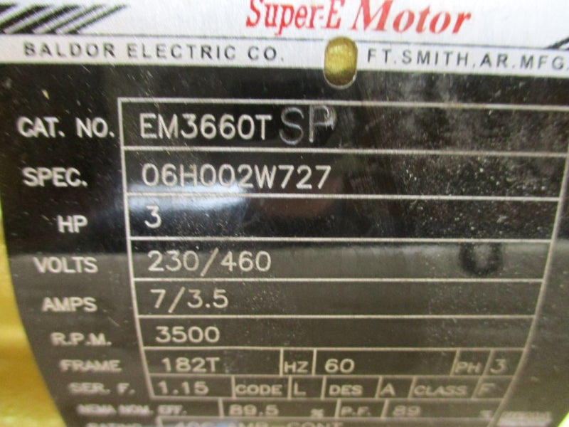 BALDOR ELECTRIC EM3660TSP 230/460V 7/3.5A NSMP