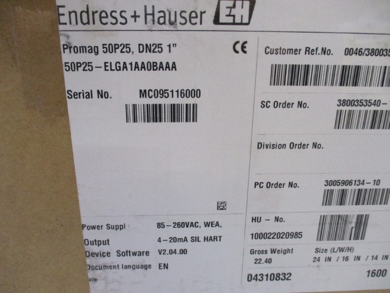 ENDRESS+HAUSER 50P25-ELGA1AA0BAAA 85-260VAC 1" NSMP