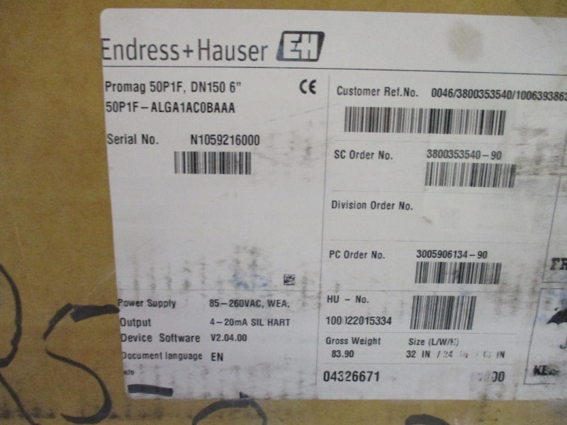 ENDRESS+HAUSER 50P1F-ALGA1AC0BAAA 85-260VAC 6" NSMP