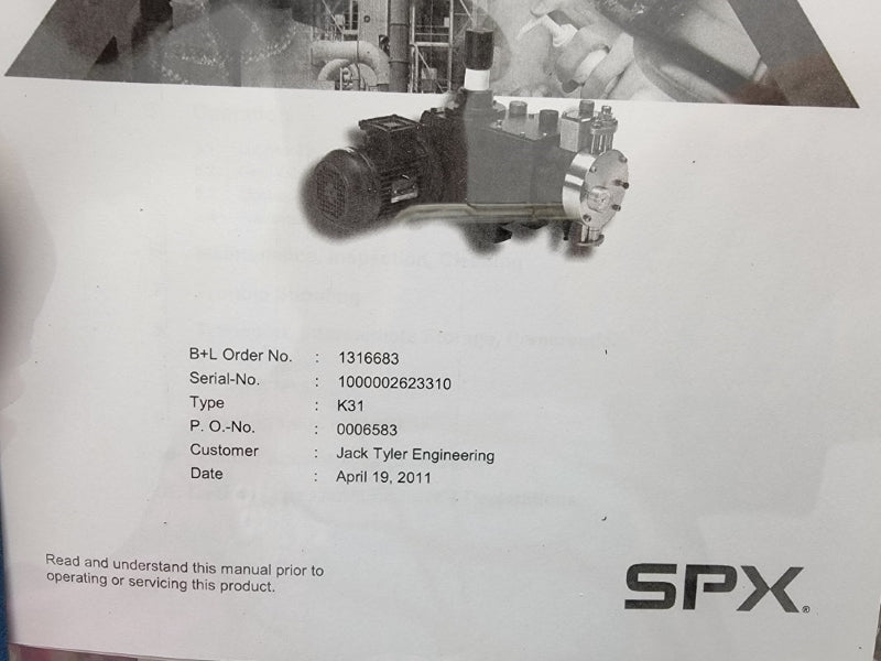 SPX K31 1316683 XP2879 BL01061 W/ BALDOR VM3546 208-230/460V 3.7-3.4/1.7A NSMP
