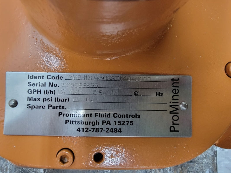 PROMINENT FLUID CONTROLS TZMBH120430SST114040000 174PSI NSNP
