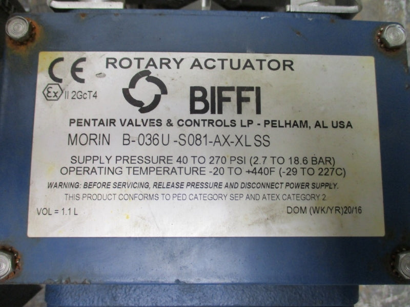 PENTAIR B-036U-S081-AX-XLSS 372A1013P004 40-270PSI NSNP