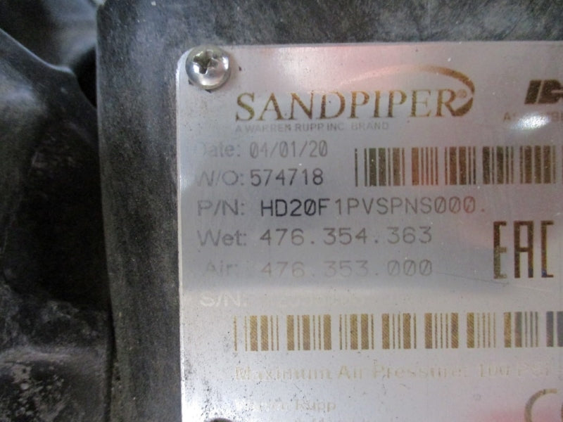 SANDPIPER HD20F1PVSPNS000 100PSI UNMP