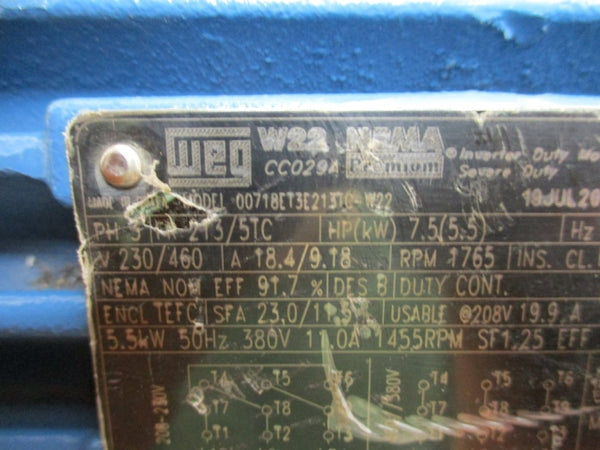 WEG 00718ET3E213TC-W22 230/460V 18.4/9.18A NSNP