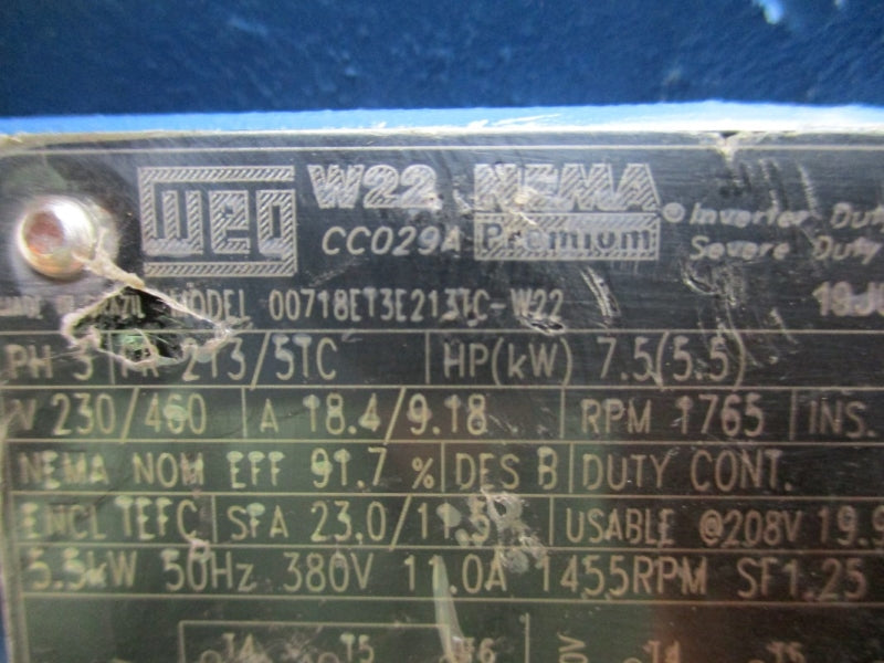 WEG 00718ET3E213TC-W22 230/460V 18.4/9.18A NSNP